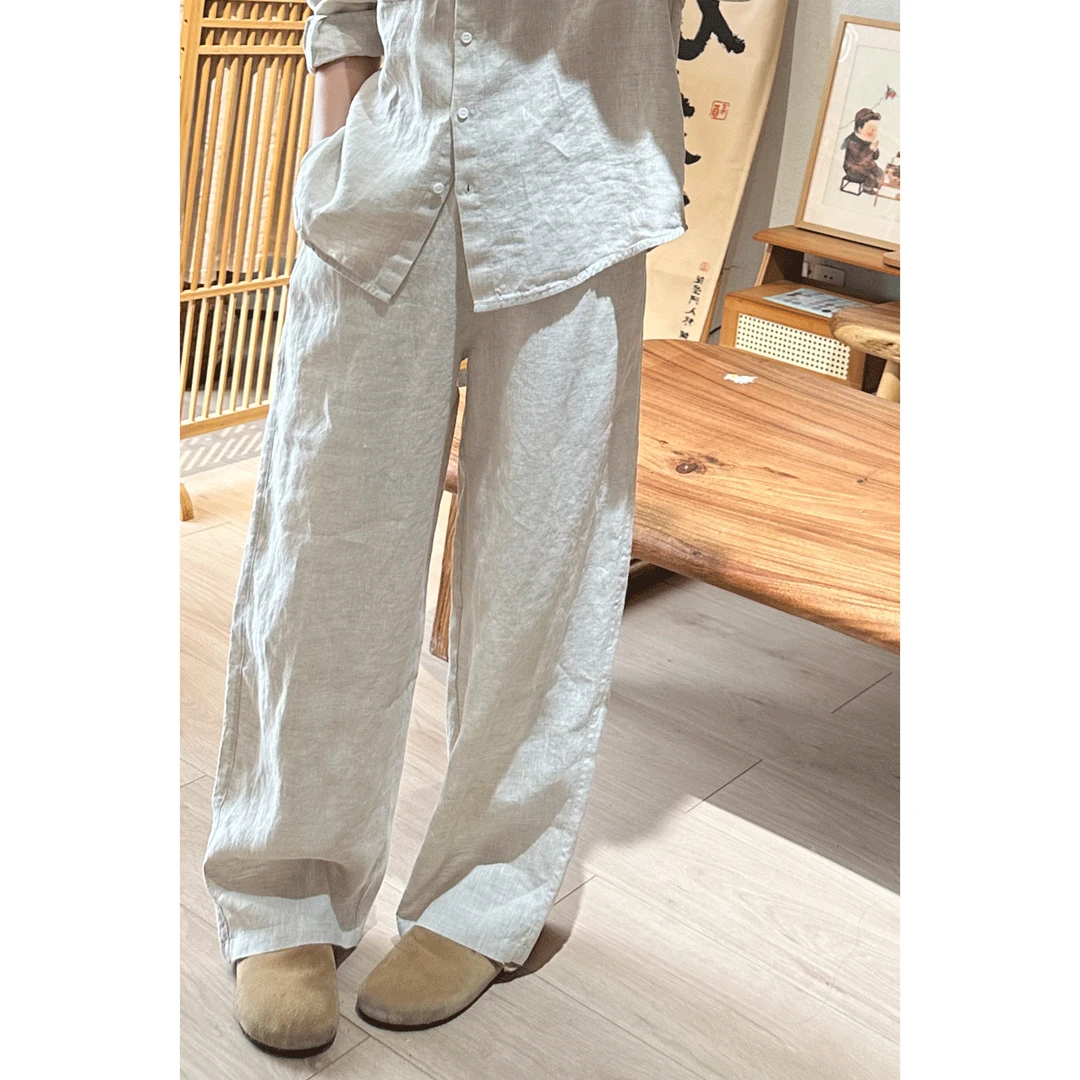 【松弛亚麻】162以上 水洗全亚麻 镰刀裤老钱风86786