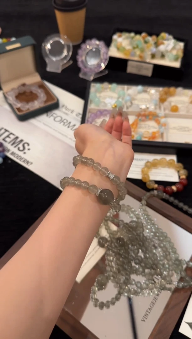 合金手链水晶绿草莓双圈x2938