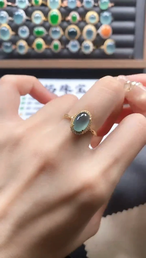 银S925镶嵌戒指翡翠51511