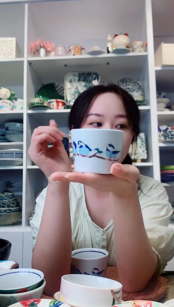陶瓷【微瑕】九谷秀鸟猪口杯