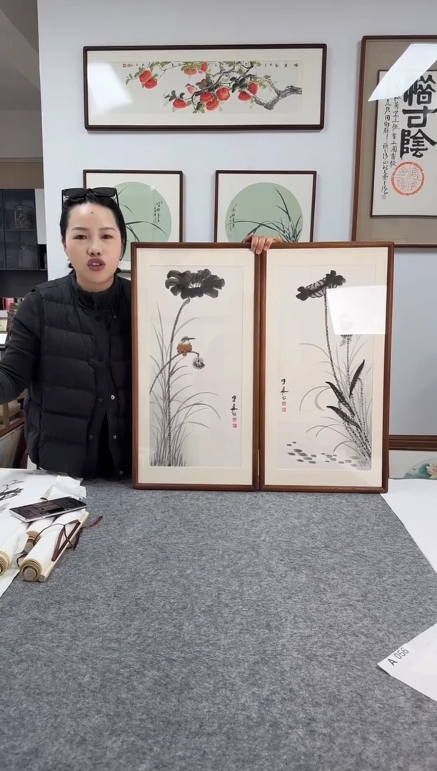 书法YC07/08-36*69绘画手绘同款一对