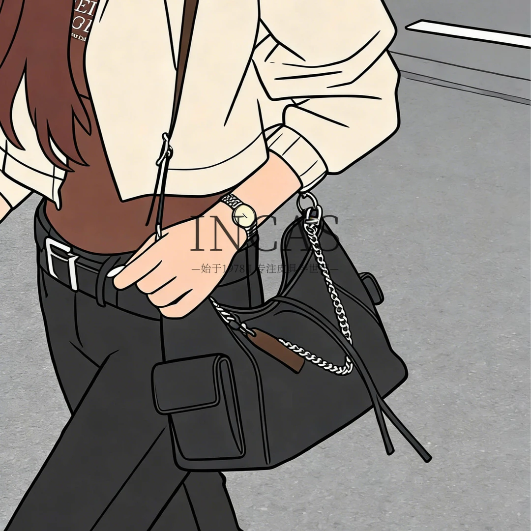 INCAS卡斯皮具 2025新款carryall黑武士大容量男女通勤托特斜挎包