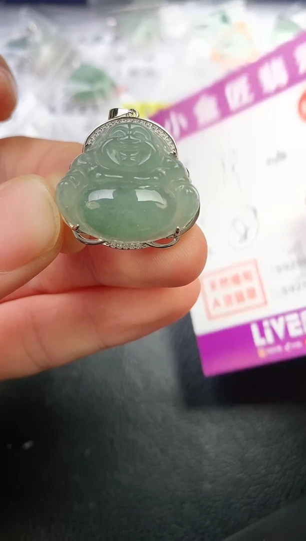 颈饰银S925镶嵌翡翠老*挂件