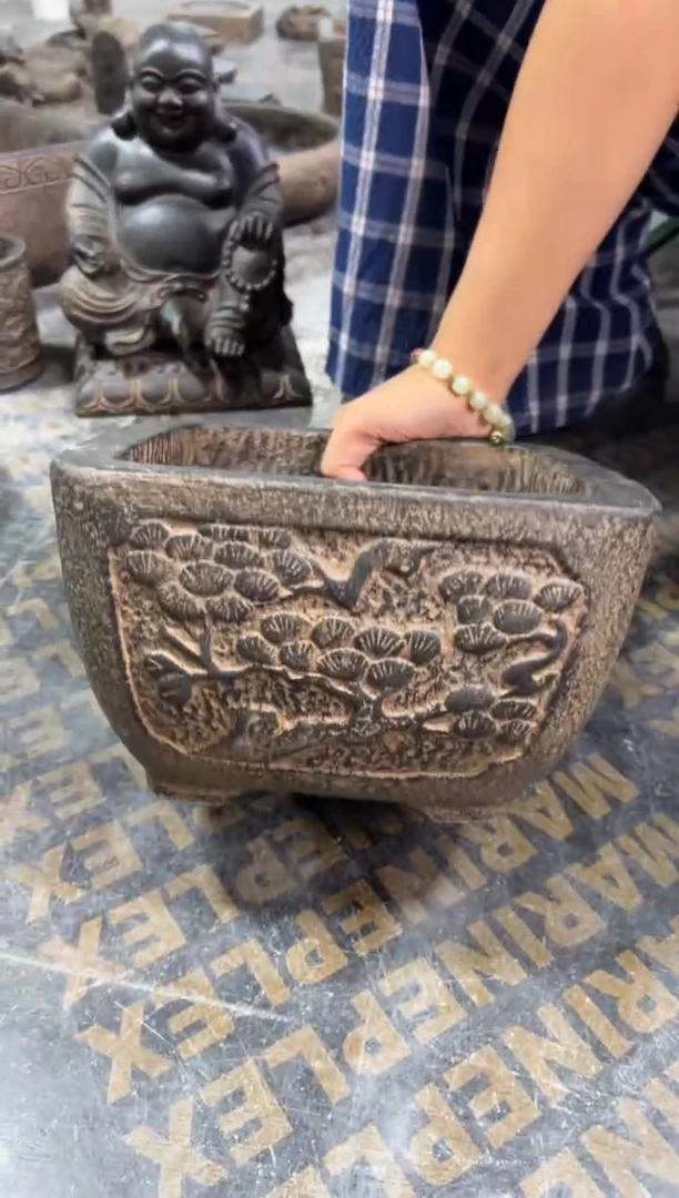 陶土【火山泥】松鹤盆