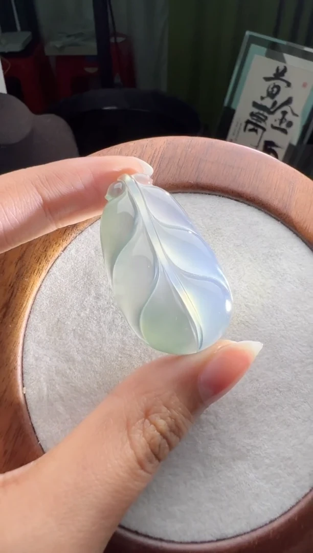 未镶嵌定制翡翠白冰叶子