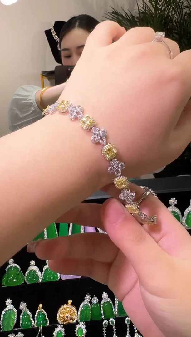 合成立方氧化锆非金属招米黄色钻手链百搭日常时尚珠宝工艺尝鲜价