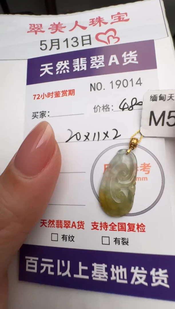 翡翠未镶嵌颈饰挂件19014