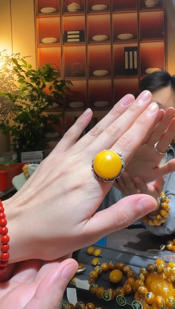 蜜蜡颈饰银S925镶嵌3028天然蜜蜡珠宝奇石