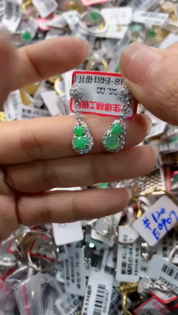 银S925镶嵌戒指翡翠10     7