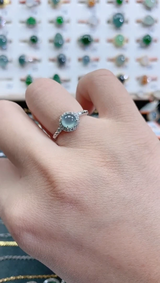 银S925镶嵌戒指翡翠天然翡翠