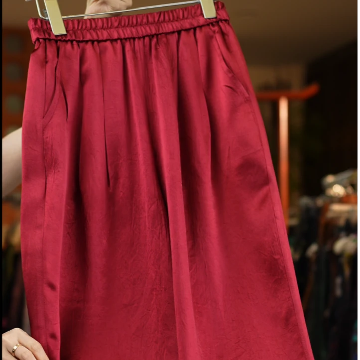 <<达人专属>>1159优雅醋酯纤维气质显白宽松休闲裤