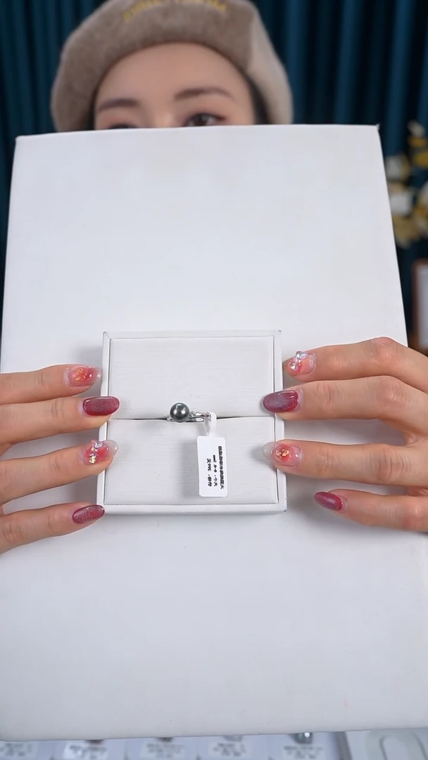 【闪购商品】海水珍珠戒圈银S925镶嵌8-9mm 大溪地戒指