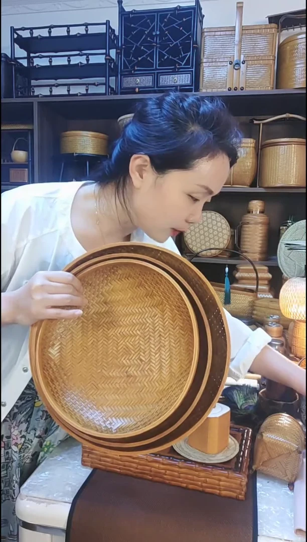 竹编扇子团扇中式复古大漆腰扇团扇竹蒲扇古风复刻青蓖扇汉服掌扇
