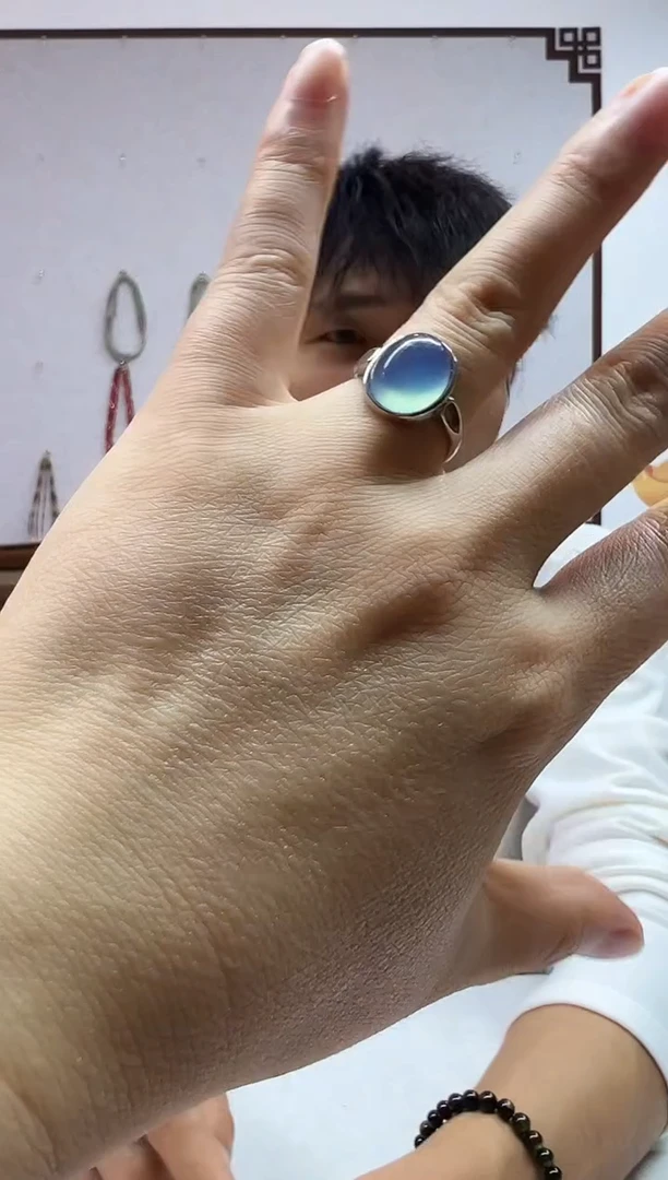 银S925镶嵌戒圈海蓝宝石1219m002多样性发其一