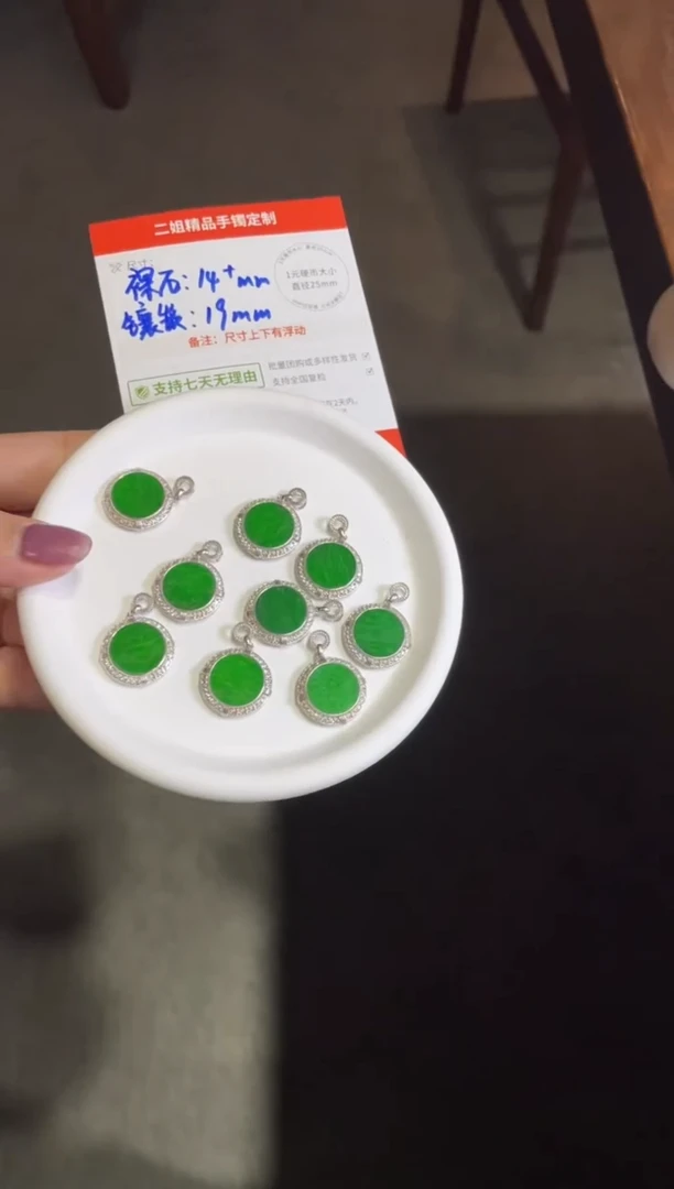 颈饰银S925镶嵌翡翠圆牌FL06配绳/多样性发其一CP