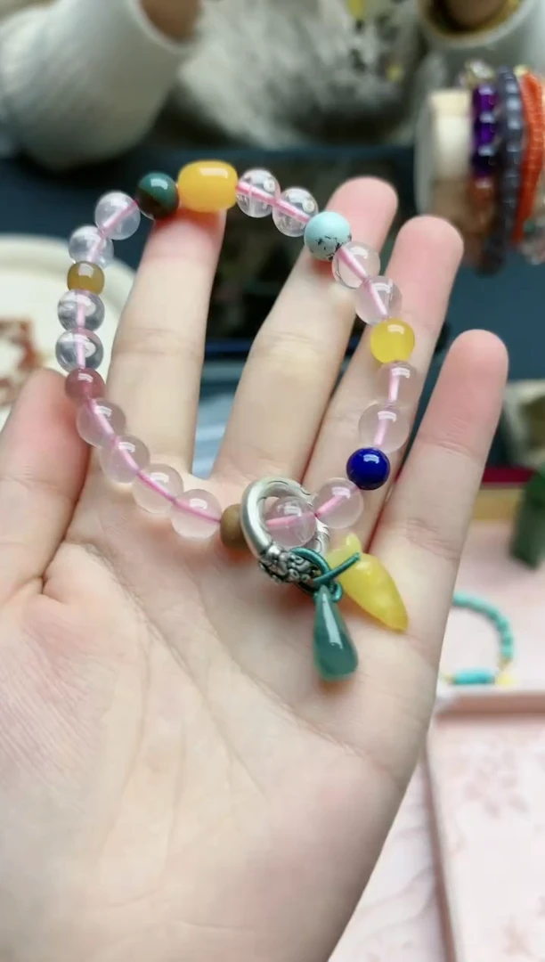 【闪购商品】水晶手串未镶嵌粉水晶多宝手串*1 YX