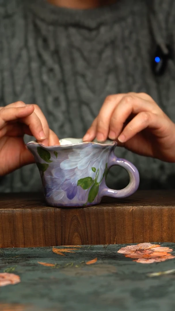 杯釉下彩手工手绘同款陶器