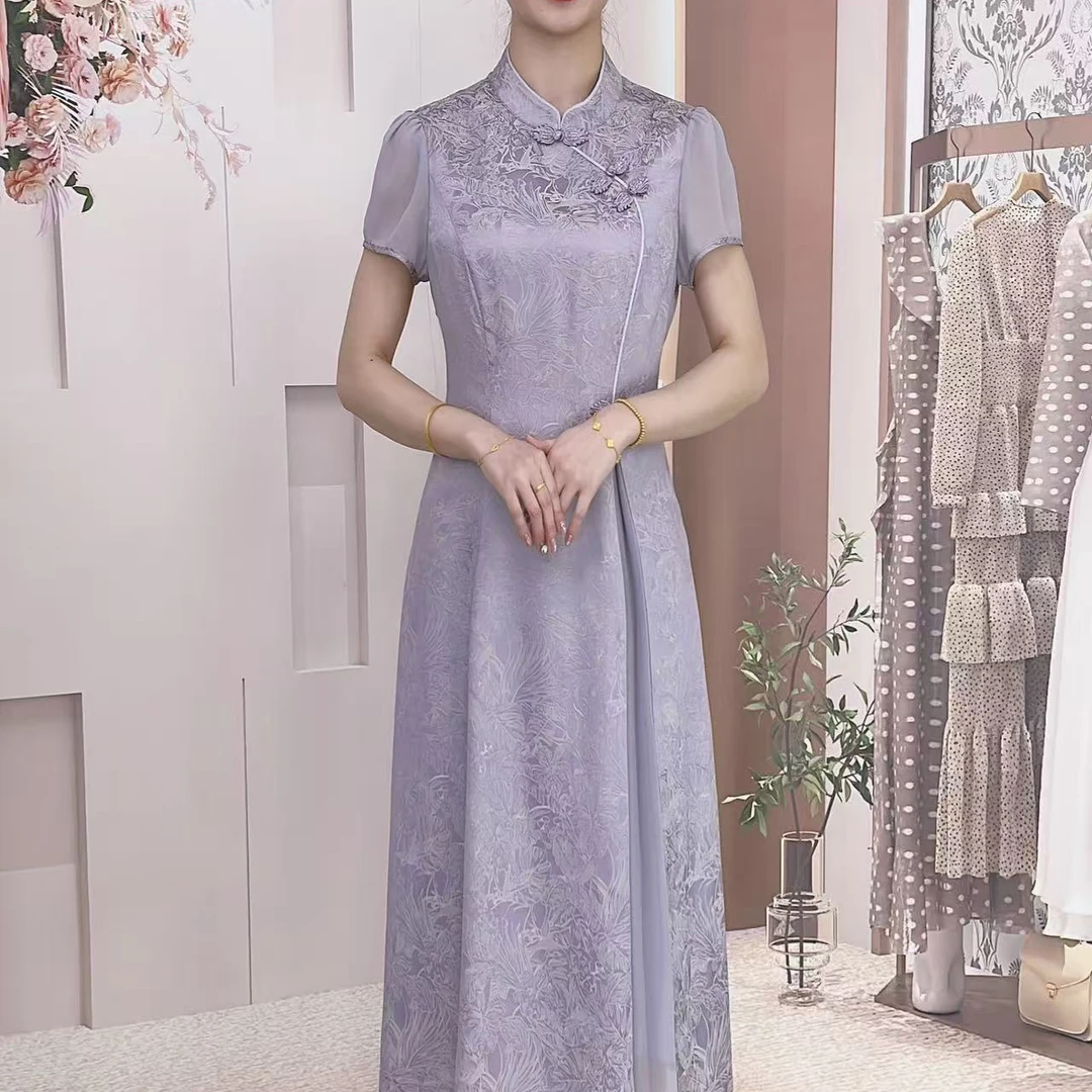 【梦雅女装】夏季新款修身新中式改良气质显瘦国风优雅减龄连衣裙