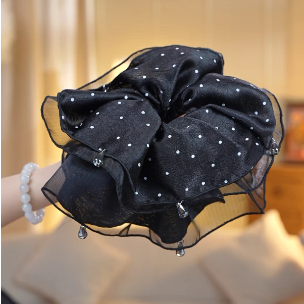 【星语星愿】头绳蓬松波点大肠发圈甜美气质云朵双层轻纱头绳发饰女