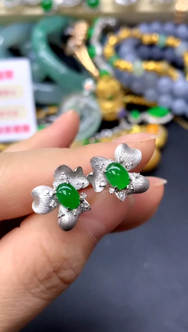 18K金镶嵌翡翠耳饰321-中国好珍宝