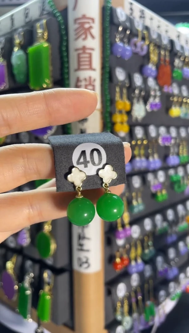 翡翠银S925镶嵌耳饰10