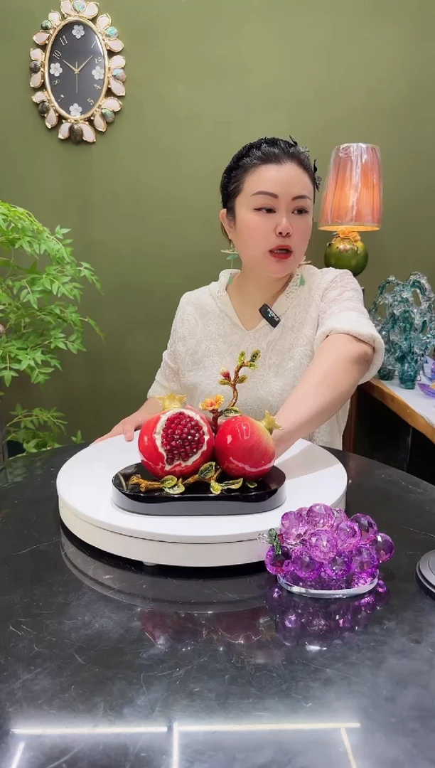 合金珐琅彩石榴摆件