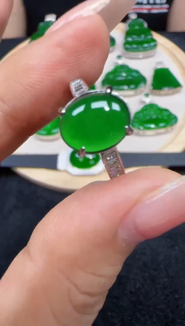 未镶嵌定制翡翠翡翠戒指22