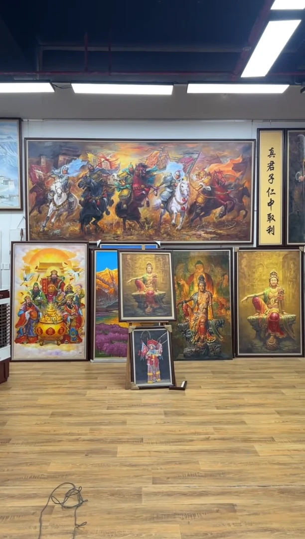 油画,*五虎带框150*330