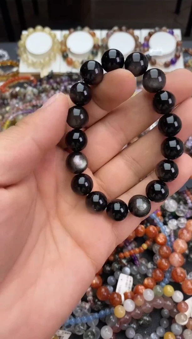 未镶嵌黑曜岩手链手链
