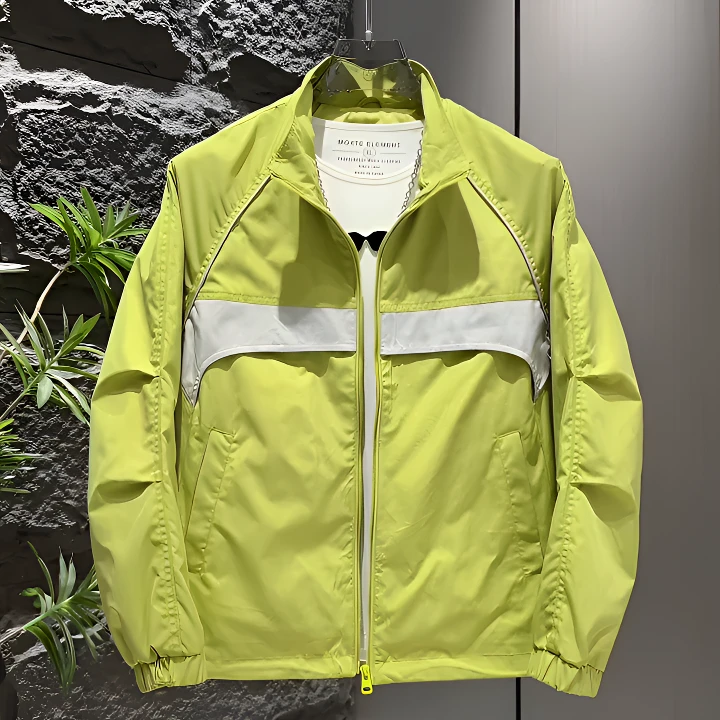 2025秋季潮流拼接撞色夹克外套男士时尚轻奢简约透气休闲立领外套