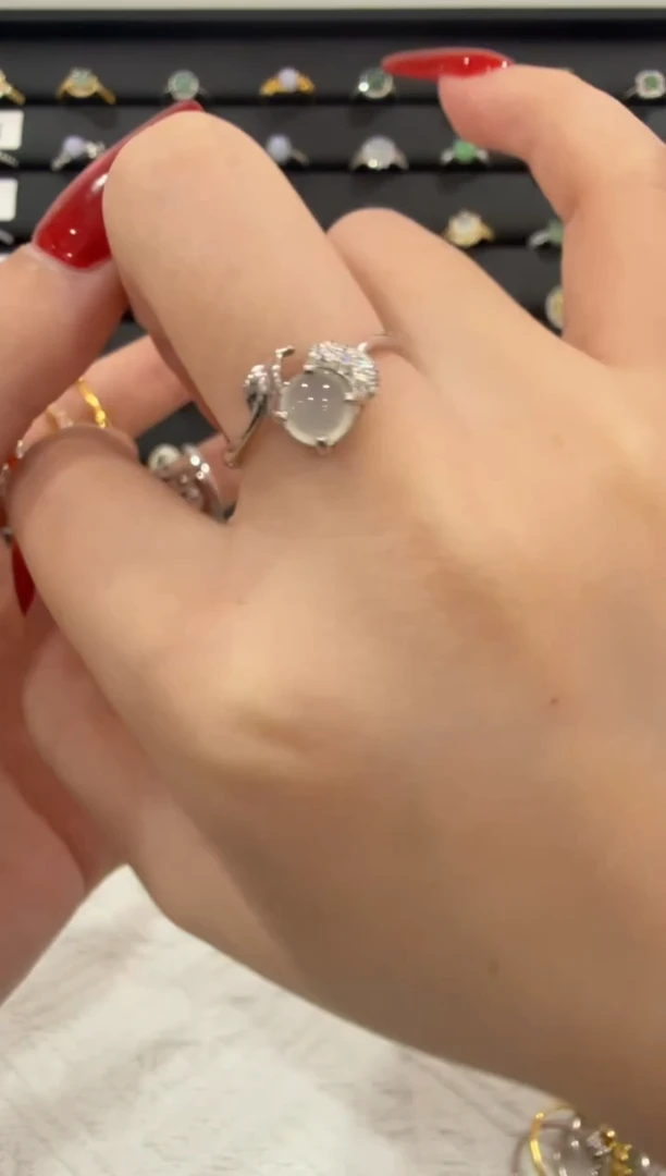 银S925镶嵌戒指翡翠087