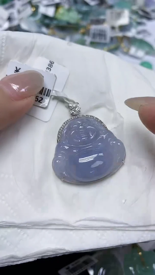 翡翠18K金镶嵌颈饰天然缅甸翡翠A货