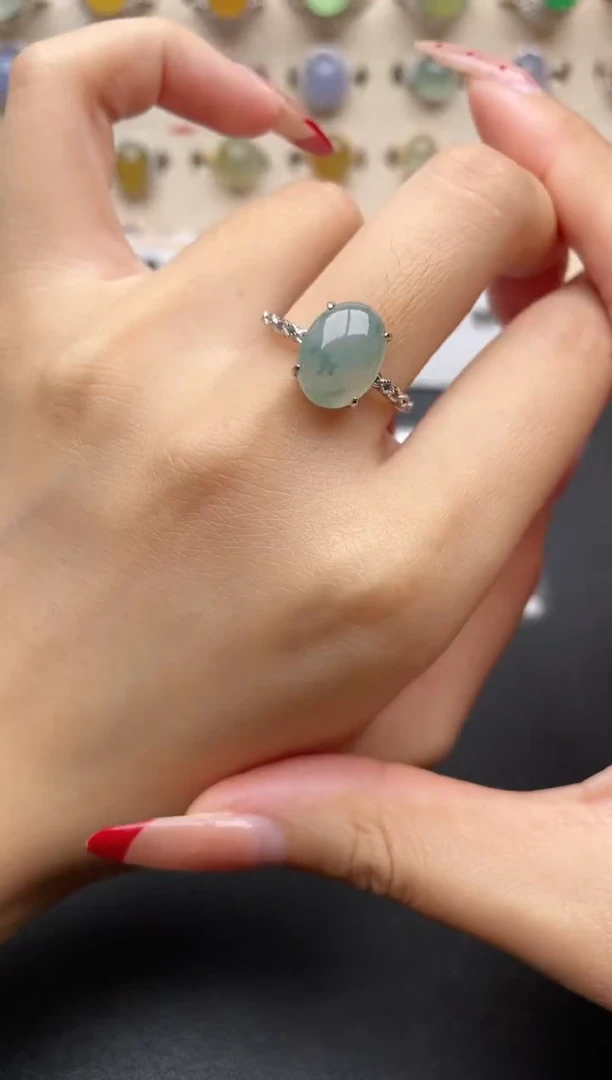 【闪购商品】翡翠戒指银S925镶嵌一物一证一礼盒