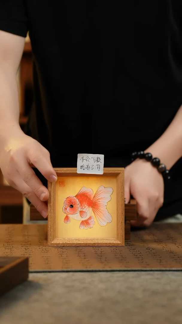 国画12*12纯手绘国风国画摆台