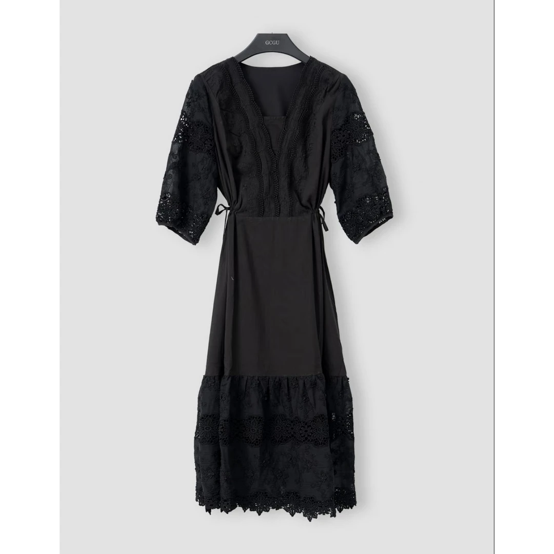 夏季新款天丝醋酸短袖V领气质连衣裙25DAK0876