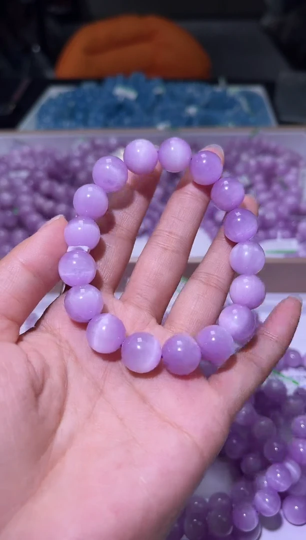未镶嵌锂辉石手串J053-12mm紫锂辉单圈-多样性发其一