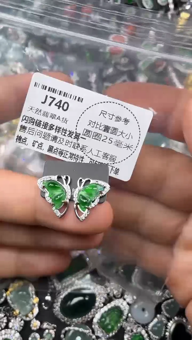 颈饰未镶嵌翡翠J740耳钉