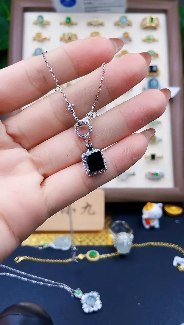 颈饰银S925镶嵌翡翠21