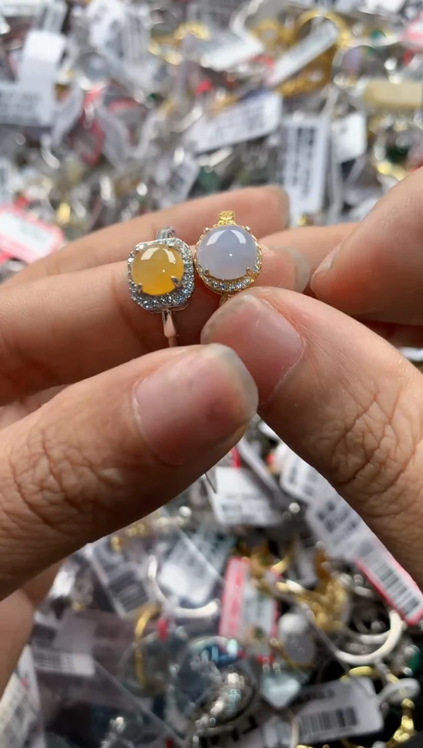 银S925镶嵌戒指翡翠15    10