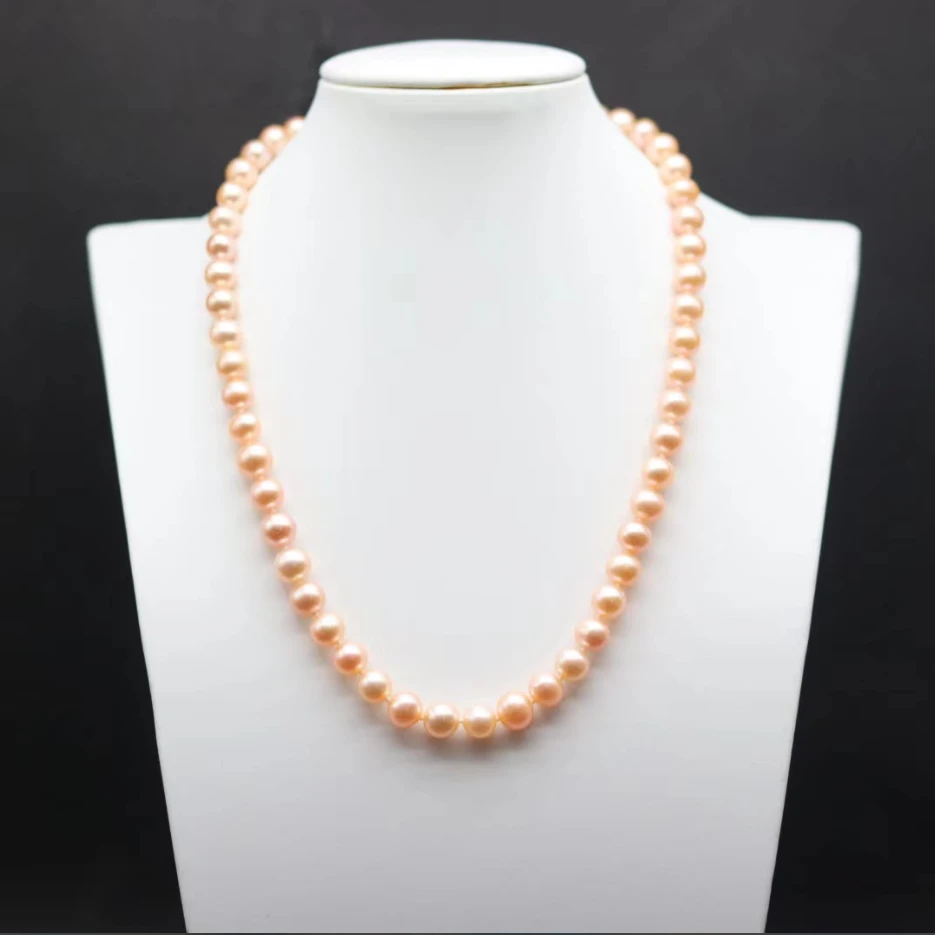 222  中国红金桔色珍珠项链