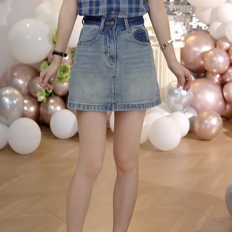 思思小个子女装【春夏季新款时尚休闲百搭牛仔半身裙】#3036