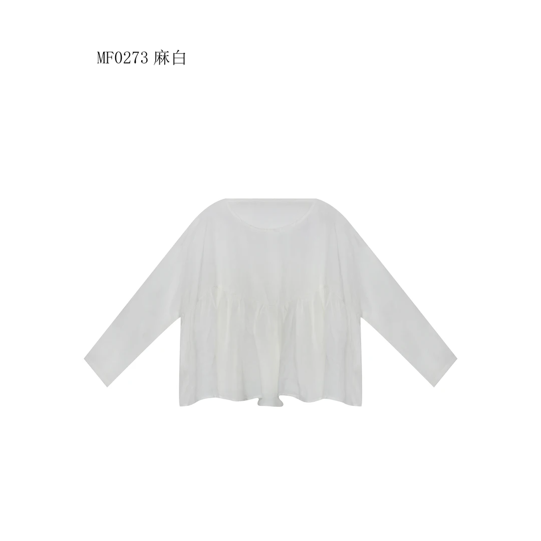 【麻訪家】MF0273麻白文艺简约减龄娃娃衫百搭长袖上衣