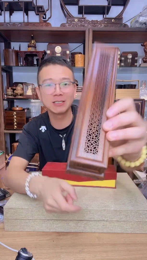 乌木类书架043大红酸枝掐丝精工线香盒 瑕疵