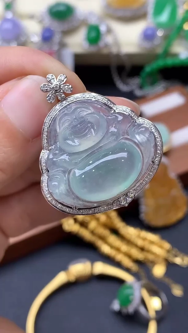 颈饰18K金镶嵌翡翠557-中国好珍宝