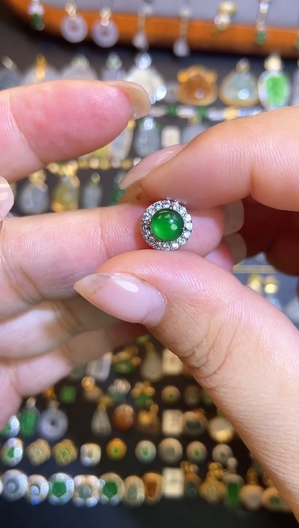 翡翠银S925镶嵌吊坠(不含链)1