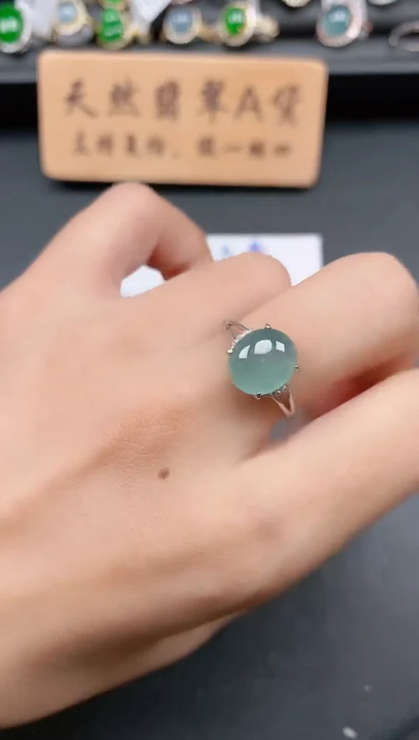 银S925镶嵌戒指翡翠1