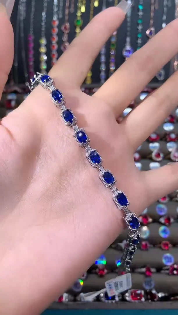 手链蓝宝石银S925镶嵌银色