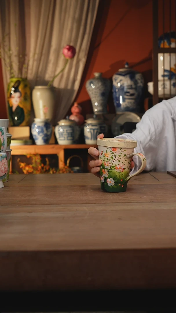 景德镇釉下手绘陶瓷茶具，咖啡杯