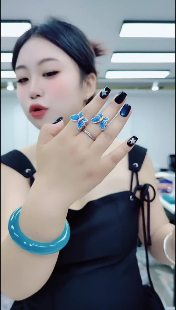 玛瑙/玉髓颈饰合金2523蓝蝴蝶戒指