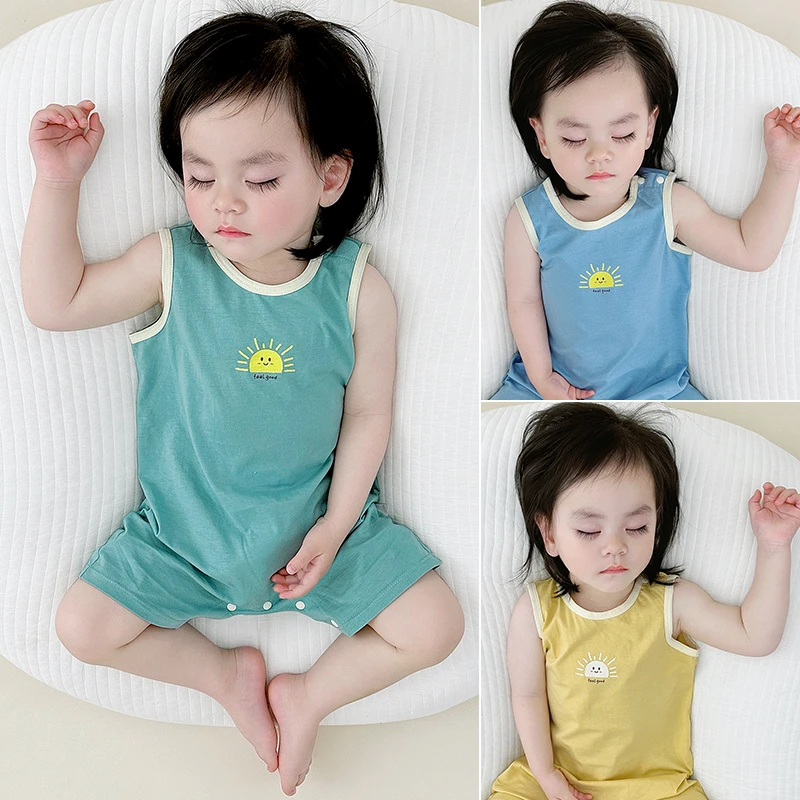 【小太阳无袖】丝光棉连体衣